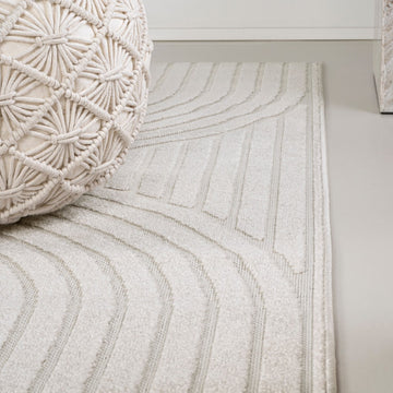 Sofia High-Low MidCentury Modern Arch Stripe Two-Tone Indoor/Outdoor Area Rug